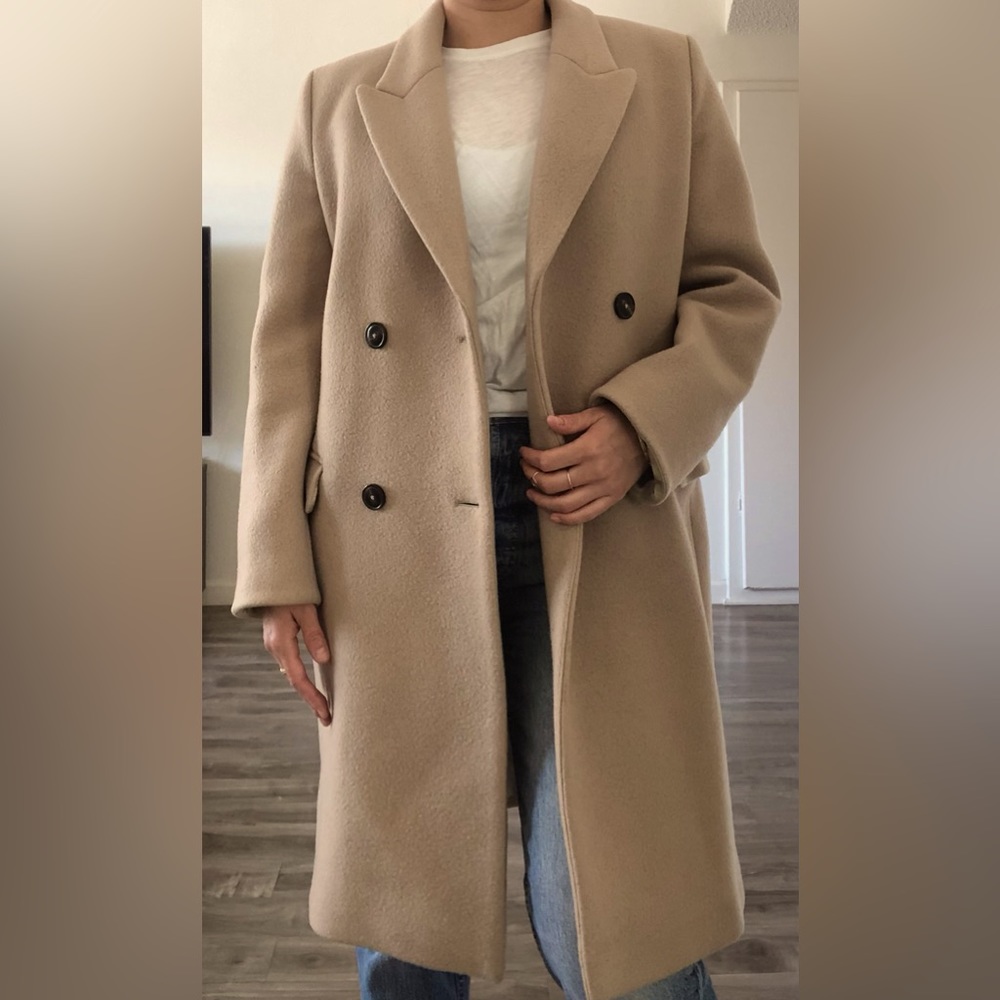 Cream Beige Wool Cashmere Double Breasted Coat by Closed XS - Picture 2 of 12